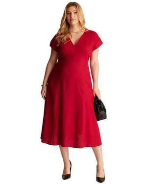 Estelle Aubrey V-neck Midi Dress - Red