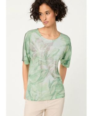 Olsen Leaf Print Jersey T-shirt - Green