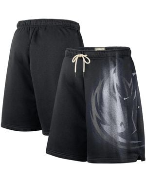 Nike Black/ White Dallas Mavericks Icon Practice Fleece Shorts