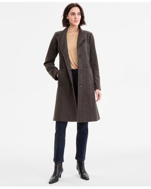 Anne Klein Asymmetric Button-front Belted Coat - Black