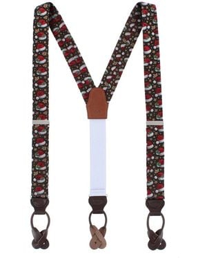Trafalgar Kris Kringle's Cap Silk Novelty Button End Suspenders - Black