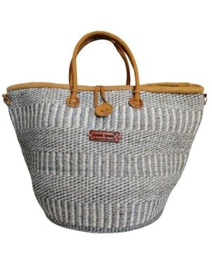 Sawa Sawa Ash Wisdom Handwoven Sisal Straw Basket Tote Bag - Gray