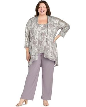 R & M Richards Plus Size 3-pc. Embellished Jacket - Gray