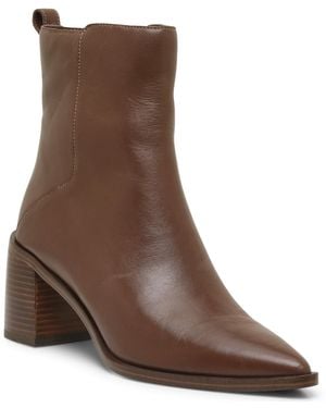 Vince Camuto Lorelai Pointed Toe Block Heel Booties - Brown