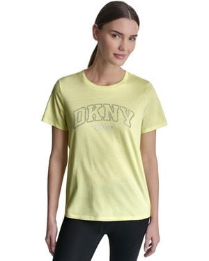 DKNY Rhinestone Varsity Logo Relaxed Fit Pull-on T-shirt - Green