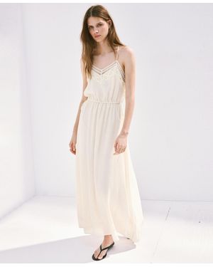 Mango Openwork Embroidery Crinkled Dress - White