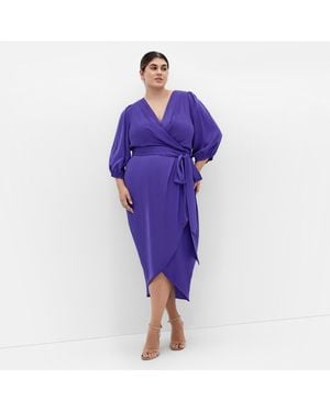 City Chic Plus Size Opulent Elbow Sleeve Dress - Purple