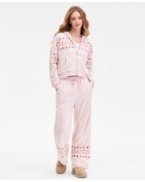 Sincerely Jules Fleece Zippered Hoodie Wide Leg Pants - Pink