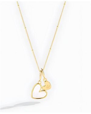 Mint & Lily Mother Of Pearl Heart Initial Necklace - Metallic