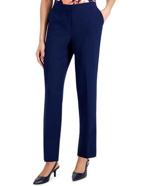 Kasper Petite Mid-rise Straight-leg Pants - Blue