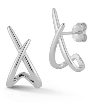 Rachel Zoe Sterling X huggie Stud Earrings - White