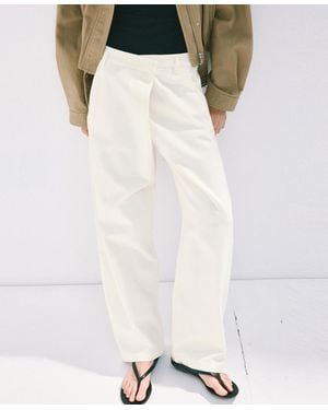 Mango Asymmetrical Cotton Pants - White