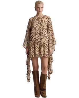 Avec Les Filles Printed Chiffon Short Shift Dress - Natural