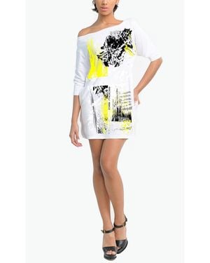 DAI MODA Elbow Sleeve Unity Lux T-shirt Dress - White
