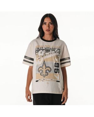 The Wild Collective New Orleans Saints Vintage Drop Shoulder Oversized Boyfriend T-shirt - White