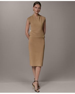 Donna Karan Faux Wrap V-neck Sweater - Brown