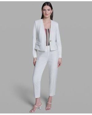 BCBGMAXAZRIA Single Button Front Jacket Pleated High Rise Pants - Gray