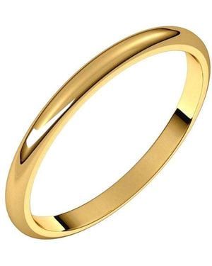 Curata Jewelry Solid 18k Yellow Gold 2mm Half Round Wedding Band Ring - Metallic