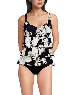 Lands' End Ruffle Fauxkini One Piece Swimsuit - Black