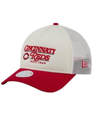 KTZ Light Beige/red Cincinnati Reds Retro 9forty M-crown A-frame Trucker Adjustable Hat - Gray