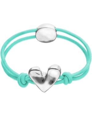 Uno De 50 Blue Elastic Thread Sterling Plated Bracelet