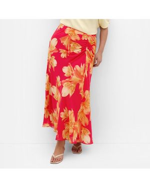 City Chic Soiree Print Maxi Skirt - Red