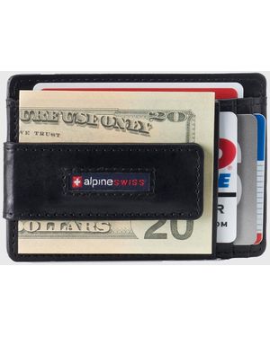 Alpine Swiss Rfid Safe Slim Magnetic Money Clip Leather Front Pocket Wallet - Black