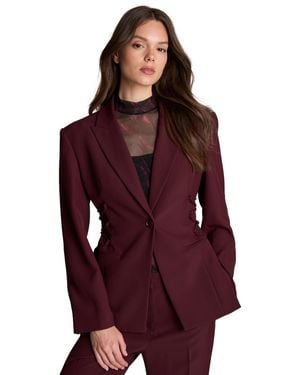 Kenneth Cole Inverted-pleat Wide-leg Single Button Lace-up Blazer - Red