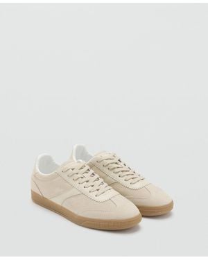 Mango Leather Mixed Sneakers - White