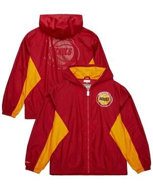 Mitchell & Ness Houston Rockets Playmaker Full-zip Hooded Windbreaker Jacket - Red