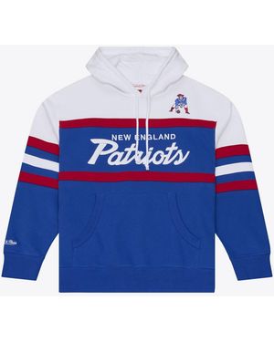 Mitchell & Ness New England Patriots Head Coach Embroidered Cotton-blend Hoodie - Blue