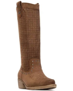 Xti Refresh Collection Block Heel Suede Boots - Brown