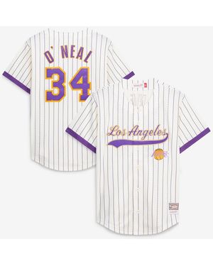 Mitchell & Ness Shaquille O'neal Los Angeles Lakers Hardwood Classics Player Mesh Button-front Jersey - White