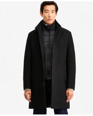 Nautica Classic-fit Bib Wool Blend Overcoat - Black