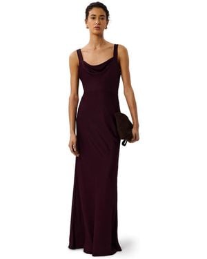 Whistles Thea Cowl Satin Maxi Dress - Purple