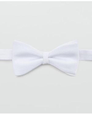 Mango Cannes Structured Slim Bow Tie - White