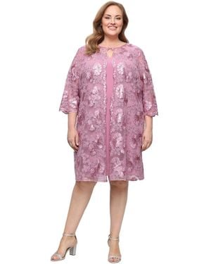 Alex Evenings Plus Size Scoop Neck Midi Dress - Pink