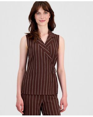 Anne Klein Petite Notched Neck Wrap Top - Purple