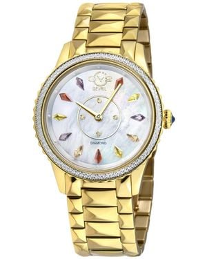 Gevril Siena Swiss Quartz Ip Stainless Steel Bracelet Diamond Watch - Metallic