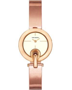 Tory Burch The Pierced Small Quartz Two-hand Leather - White