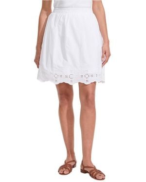 Lands' End Poplin Eyelet Mini Skirt - White