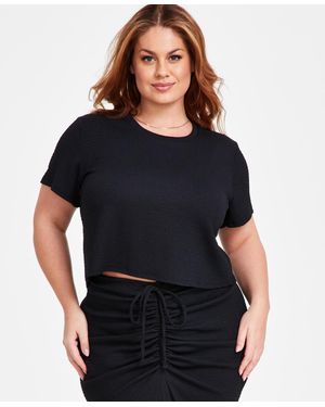 Nina Parker Plus Size Textured Short-sleeve Relaxed Top - Yellow