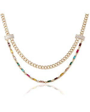 BCBGeneration Double Layer Multicolor Necklace - Metallic