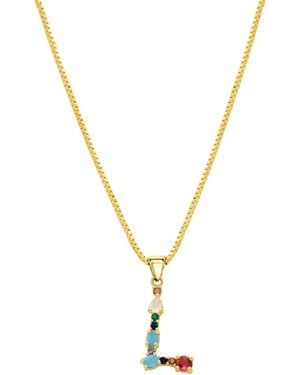 Adornia 14k Gold-plated Multi Color Stone Initial Necklace - Metallic