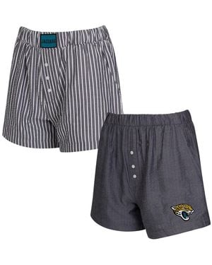 Concepts Sport 2-pack Jacksonville Jaguars Stripes And Solids Boxer Shorts Set - Gray