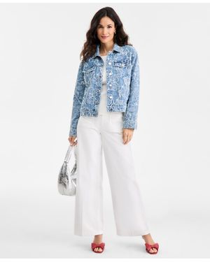 On 34th Denim Jacquard Trucker Jacket - Blue