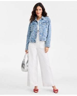 On 34th Denim Jacquard Trucker Jacket - Blue