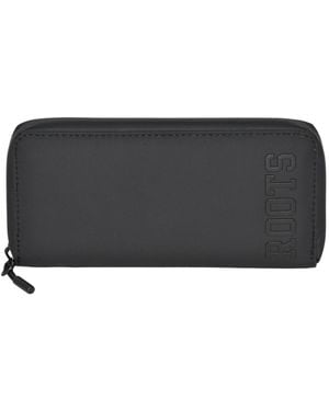 ROOTS Slim Zipper Round Wallet - Black