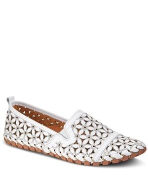 Spring Step Flowerflow Laser-cut Leather Loafer - White