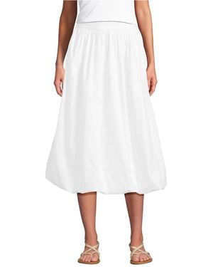 Lands' End Poplin High Rise Bubble Hem Midi Skirt - White